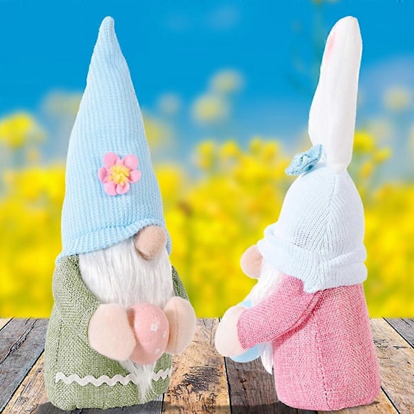 Påskhare Tomte Håller Ägg Kanin Docka Ornament Tillbehör