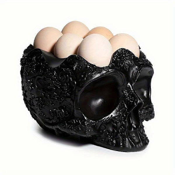 Nye modeller \"Mystical Decor\" Skalleformet Egg Holder i Resin - Slitesterkt Kjøkkenoppbevaringsstativ For 12 Egg