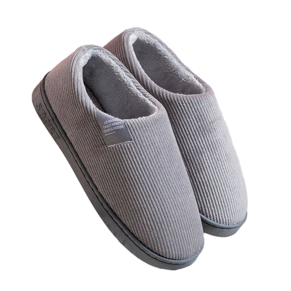 Unisex ensfarget altomfattende varme tøfler tykkede pustende varme sko gray 44