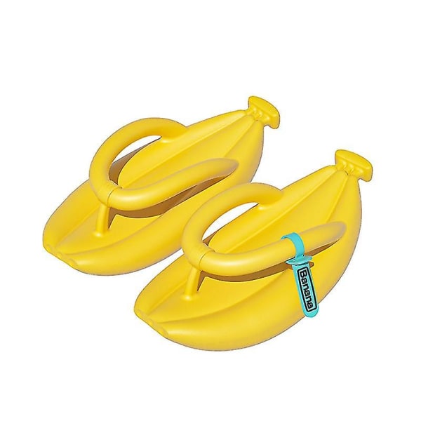 2023 Nye Banan Flip Flops Til Mænd Kvinder Sommer Nyhed Hjemmesko Tyk sål Platform Skridsikre sandaler Badeværelse Par Sko Gave Yellow 40-41