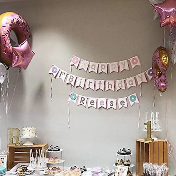 Stor Munk Folieballong Stor Mylar Doughnut Ballong Jätte För Födelsedagsfest Dekorationer Tillbehör Baby Shower Munkdags