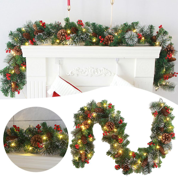 180 cm/270 cm julegrener med røde bær Personlig gjenbrukbare dekorative rekvisitter for hjemmeveggdør 2.7m