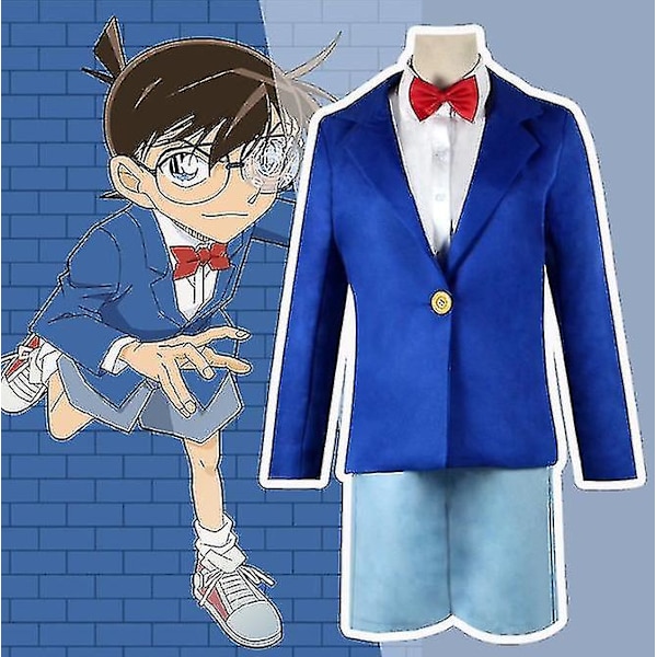 Nopea toimitus kuuluisa etsivä Conan Kudo Shinichi -asu Halloween-cosplay-asu 120CM