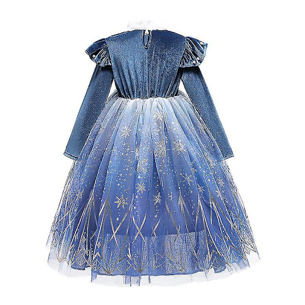 Frozen Winter Elsa Prinsessa Mekko Lapsi Tyttö Lumikuninga Vestido Cosplay Vaatteet Elza Halloween Joulupuku Elsa 1 5-6T (Size 130)