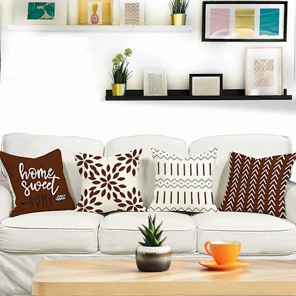Putetrekk Sett med 4 lin putetrekk for sofa hage seng sofapute 40x40cm