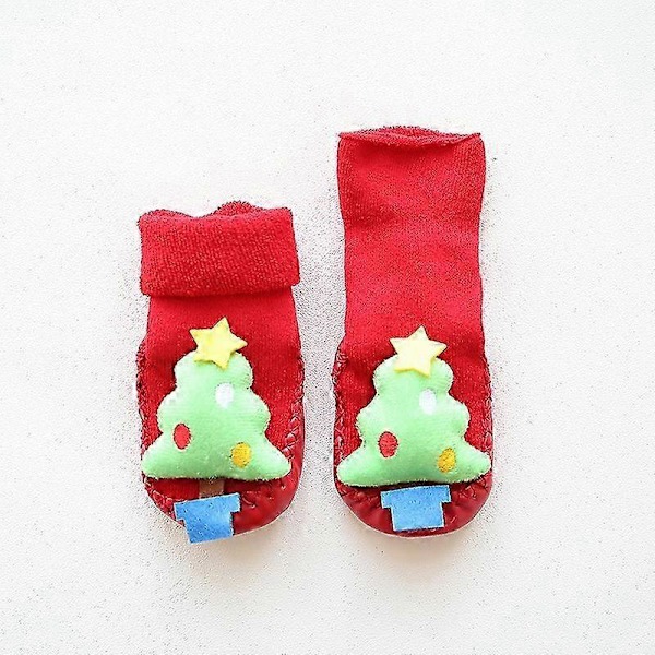 Tomte Barnskor Strumpor Baby Halkfria Andningsbara Strumpor Julgran, 13cm