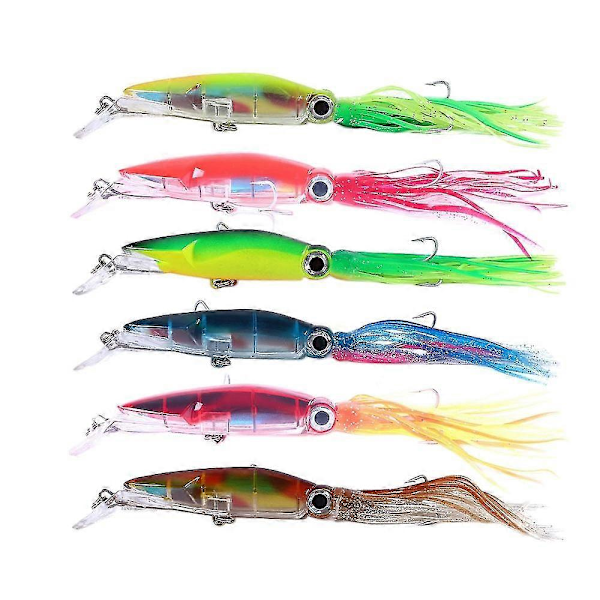 7st/Set Fiske Bete Kit 14cm 40G Bläckfisk Fiske Bete med Skägg Bläckfisk Mjukt Bete Jiggfiske Utrustning