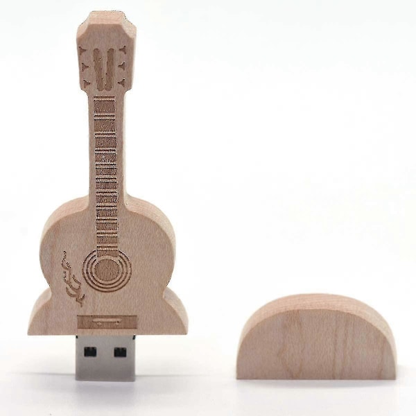 Gitarr USB-minne av lönnträ, trä-tumme, gitarrgåvor, nyhet (32 GB, valnöt)