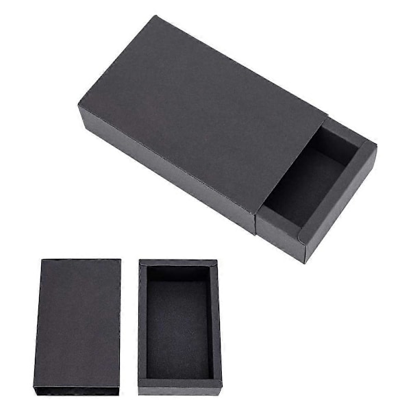 Liten Papperslåda, 2 Lådor Svart Kartonglåda för Förvaring Svart, 12,7x10,7x4,2cm