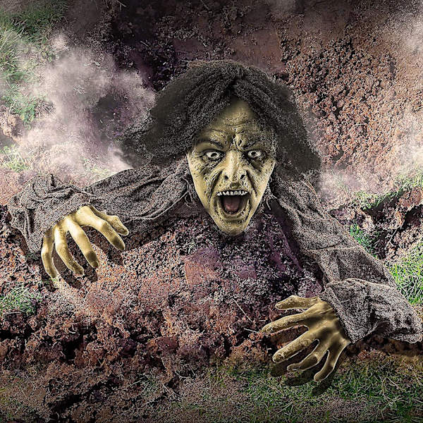 Groundbreaker Zombie Statue Halloween Dekorationer Udendørs| Zombie Garden Ornaments & Garden Halloween Decor| Zombie skelet | Uhyggelige rekvisitter til hallow Zombie