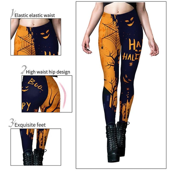 Naisten halloween kurpitsalla printed leggingsit COLOR 1 S