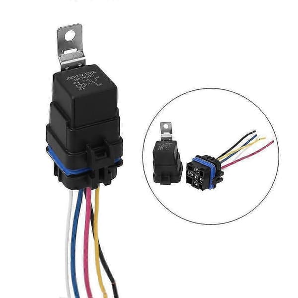 Vattentätt integrerat bilrelä DC/12V 40A bilrelä & sockel 5-stift Black