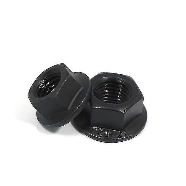 2/10 stk. M3 M4 M5 M6 M8 M10 M12 Høy Kvalitet Sort A2-70 304 Rustfritt Stål Sekskant Hode Serratert Spinlock Flensmutter Låsemutter Din6923_s