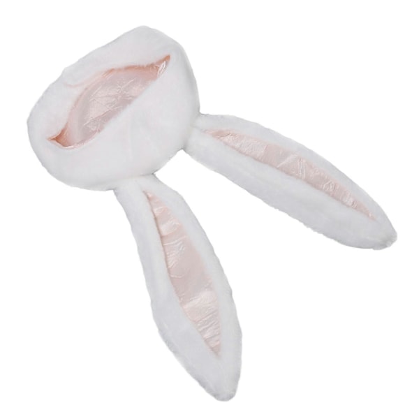 Vit Plysch Kaninöron Hatt för Cosplayfester - Rolig Unisex Kaninhuva