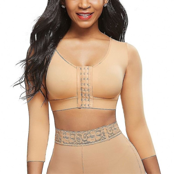 Tflycq Kvinder Sport Shapewear 3/4-ærmet Arm Shaper Front lukning Kompression BH Posture Corrector Top Skin Colour 2XL