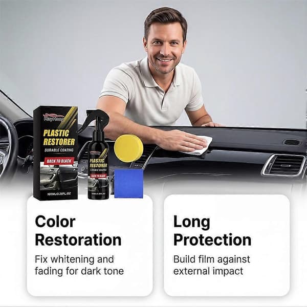 100 ml bilplastrestaurering, Ultimates Black Plastic Restorer Langvarig biltrimrestaurering for plast, vinyl, gummi, bil, lastebil 1pcs