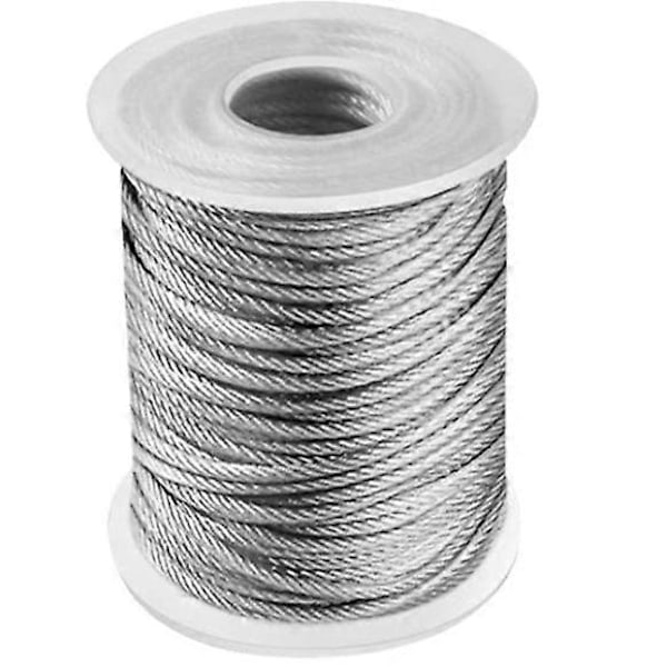Rostfritt Stål Vajerkit, 2mm Mantelklädd Stålvajer + Skruvögla + Spännare Rostfritt Stål Vajer Växthus + Skruvar, (30m)