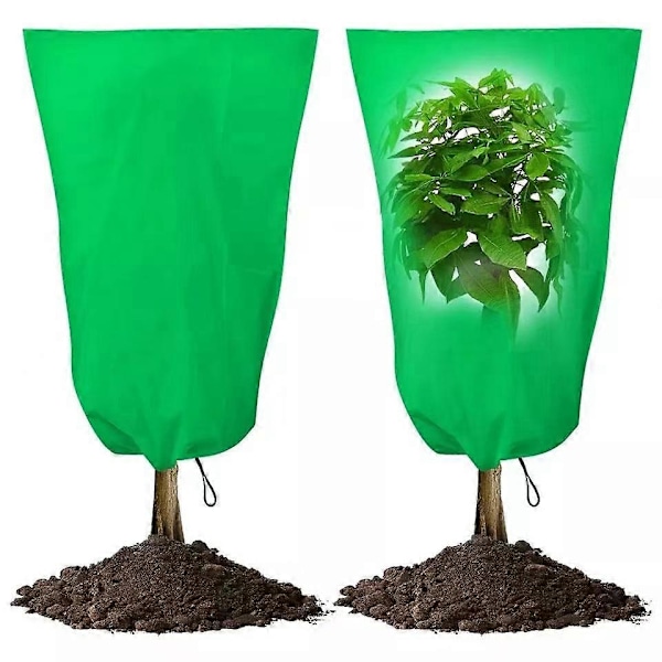 Frostbeskyttelsesdække til vinterplanter, beskyttelsesdække af non-woven stof, trædække, plantesæk 100 * 80 cm, sammenklappeligt spænde 2 stk.