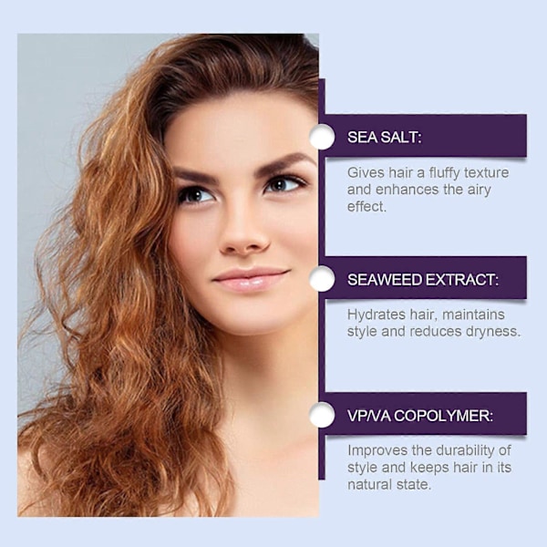 100ml Havssaltsspray, Saltspray & Havssalt Hårstyling Havssaltsspray för Hårvolym Män och Kvinnor