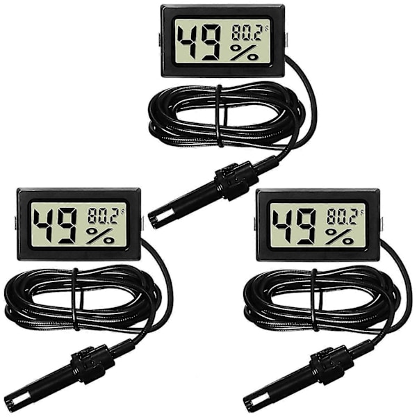 Digital Termometer Hygrometer med Sond Inomhus Temperatur Luftfuktighetsmätare Hygrometer Mätare för Inkubator Reptilväxt
