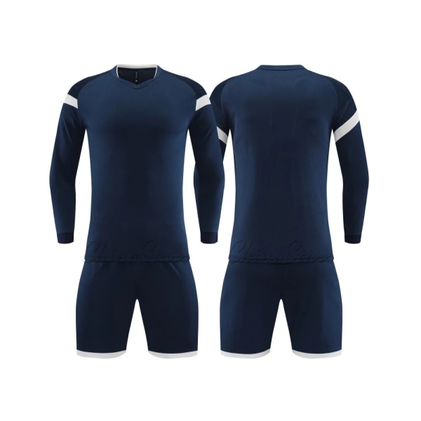 Barn Fotboll Träningsdräkt Herr Full Fotbollströjor Set Ungdomsfotbollströjor Uniformer Spelare träningsoverall Skjorta Sportkläder Kit 9302 Navy L Height 165-170CM