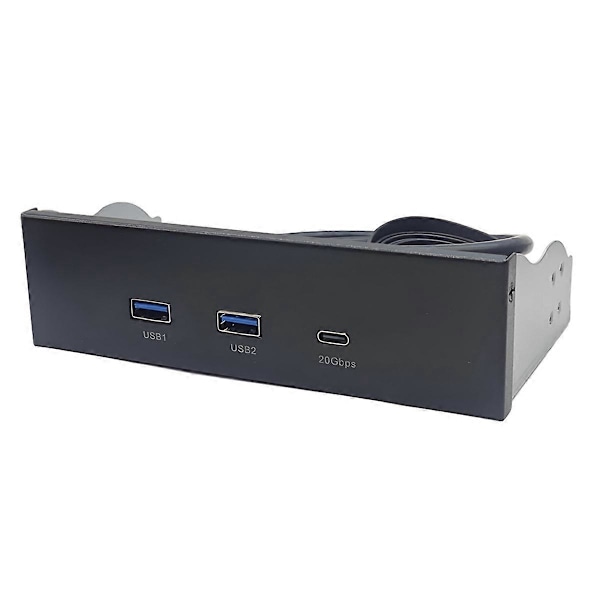 USB Frontpanel för PC 2 Port USB 3.2 GEN1 5Gbps + 1 Port TYPE-C 10Gbps/20Gbps Hub för Desktop 5.25i