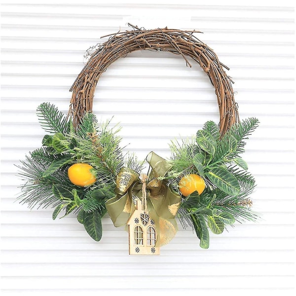 Julepynt Peis Trapp Frontvegg American Wreath Dørhenger Christmas Vine Ring Simulering Sitronkrans Liten hjemmedekorasjon