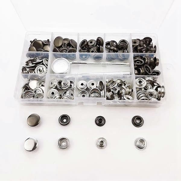 50 Set 15mm Läder Tryckknappar Kit Metallknappar Med Installationsverktyg För D