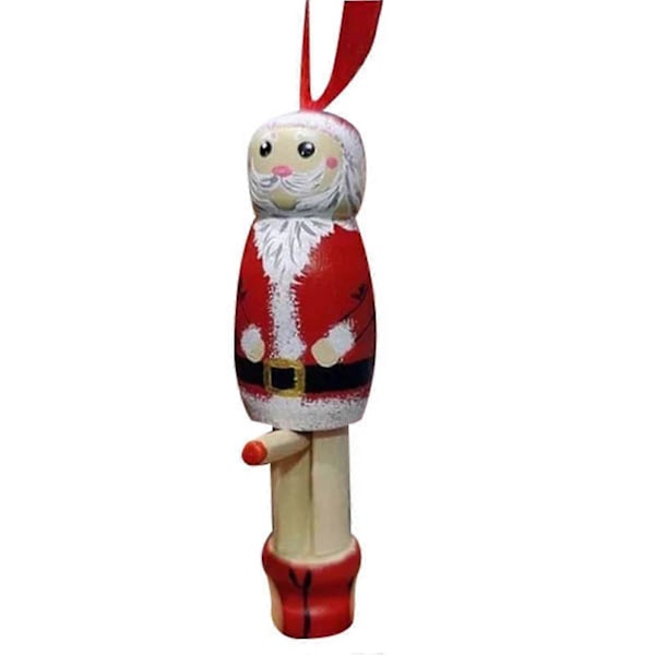 Rolig Jultomte-Hängare, Julpynt, Julkulor, Rolig Jultomte i Trä, Personliga Juldekorationer, Unik