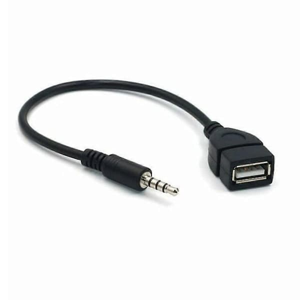 USB til 3,5 mm Jack Adapter, AUX til USB, 3,5 mm Han Audio Jack, Bilradio, Audio/MP3/CD-afspiller/Ekstern U Disk/Højttaler