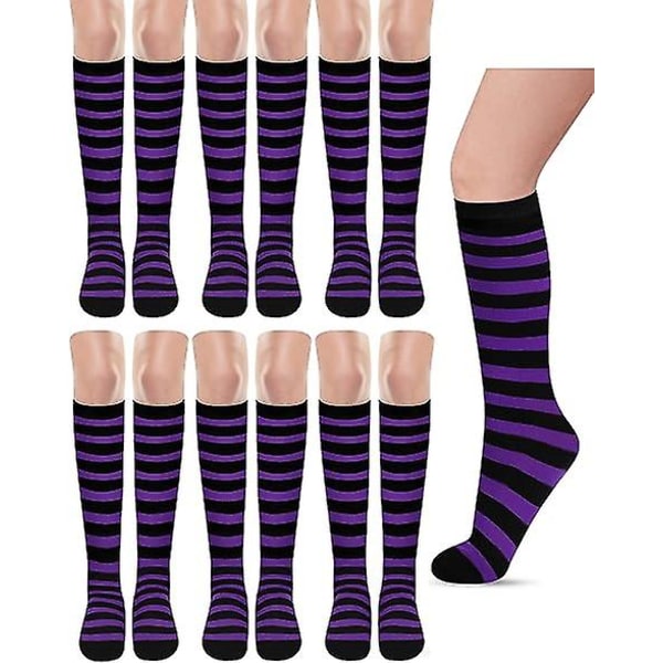 9 par halloween sokker lår høje sokker halloween lange stribede sokker halloween kostume tilbehør til piger kvinder