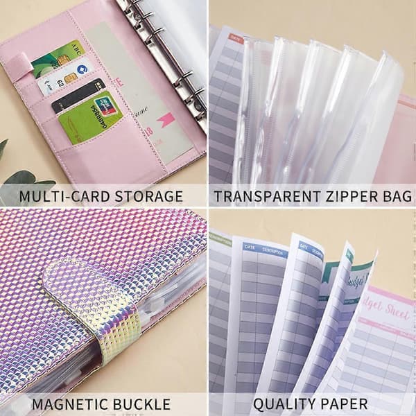 Budget Planner A6 PU Læder Organizer Binder til Økonomisk Budgettering Pengebesparende Mappe