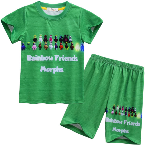Rainbow Friends 3d-utskrift kortermet t-skjorte bukser dress sommer topper med rund hals for barn Ungdom Gutter style 10 110
