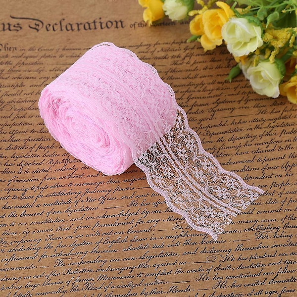 10m/Rulle Rosa Spetsband 4.5CM Bredd för DIY Dekorativt Spetsarbete, Perfekt för Bröllop Födelsedag Jul