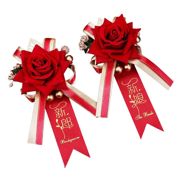 2 Stykker Bryllupsknaphulsblomst Kunstige Blomster til Forlovelsesbal Begivenheder