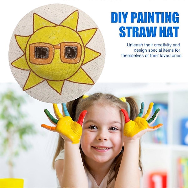 20 st DIY Halmhatt Set Strand Sommar Arbete Bondehattar för Män Kvinnor Barn Cowboy Födelsedagsdekoration