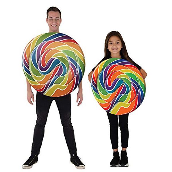 Vuxna flickor Rainbow Candy Fancy Dress Tunika Halloween Dräkt Män 2022 Barn Lollipop Kostym Adult