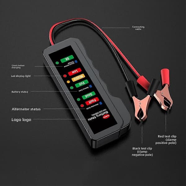 12V batterisystemtestare med laddningssystemtest Snabb-Noggrann batteridiagnosverktyg för bil Black