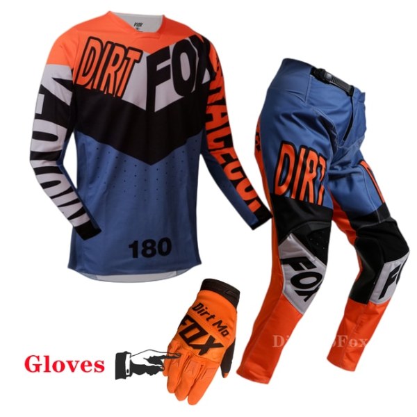 2022 Dirt MoFox MTB Jersey Bukser Gear Sæt MX Combo Motorcykel Outfit Motocross Racing Enduro Suit Mænd Off-road Moto Handsker sæt Gold SJersey 30 pants