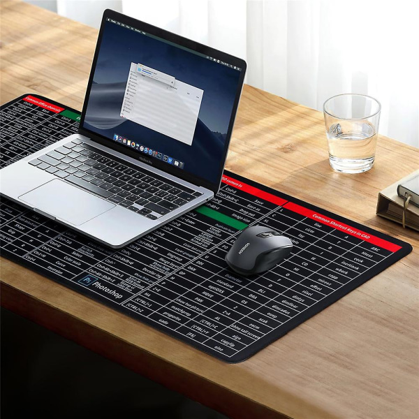 Hurtigtast Super stor skridsikker tastaturpude - med genvejsmønster til kontorsoftware, 31,5 * 11,8 tommer stor musemåtte tastaturmåtte