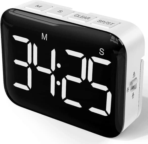 4 Tums Digital Kökstimer Stor LED-Display Magnetisk Timer Med Justerbar