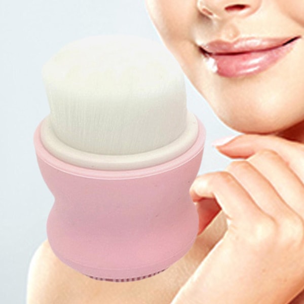 Manuell Ansiktsborste Mjuk Borst och Exfolierande Silikonkudde Rosa