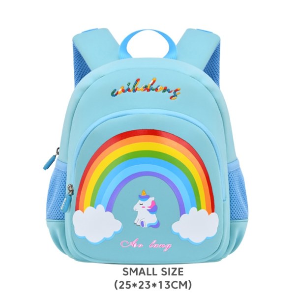 Ny tecknad Unicorn Girl Skolväska Hög kvalitet Dagis Barn Toddler Ryggsäck Pojke Regnbågsväska Small-blue