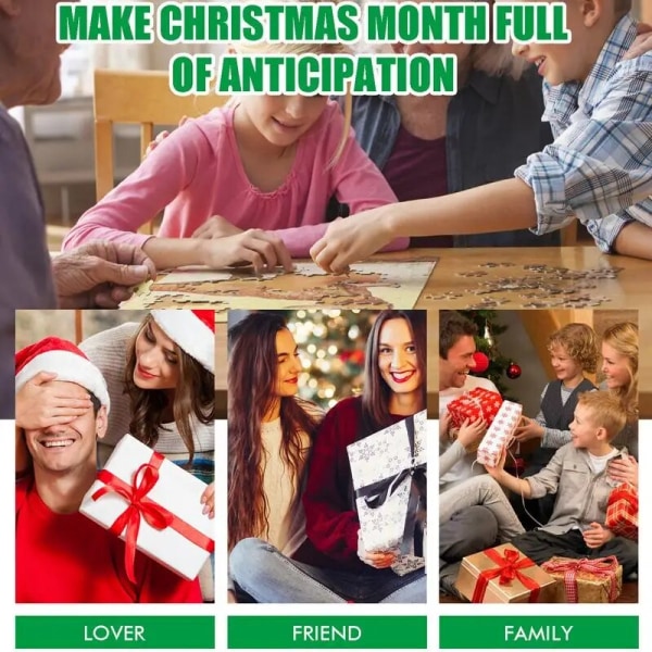 Jule-adventskalender puslespill for voksne og barn 24 dagers brikker puslespill for nedtelling til julegave