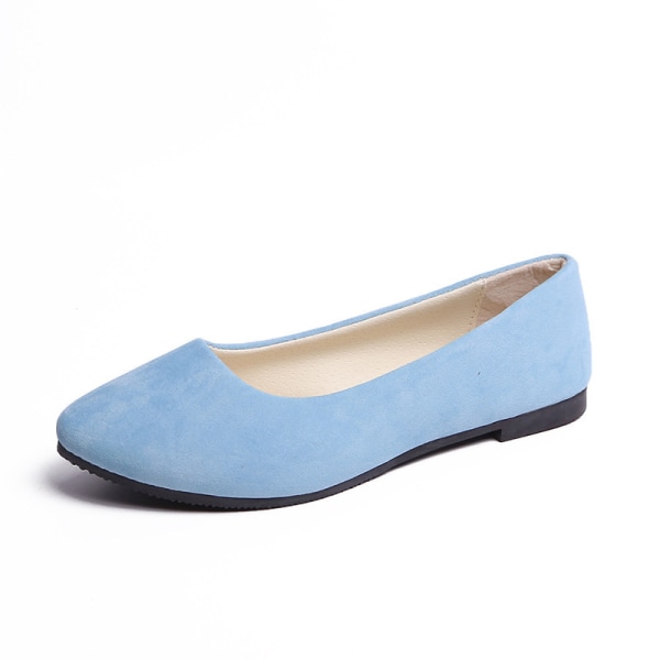 Enkeltsko med spiss hode flate lette dame flate sko for kvinner light blue 39