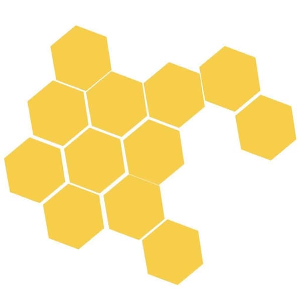 12 st Hexagonala Formade Plast 3D Spegeleffekt Väggdekaler Guld