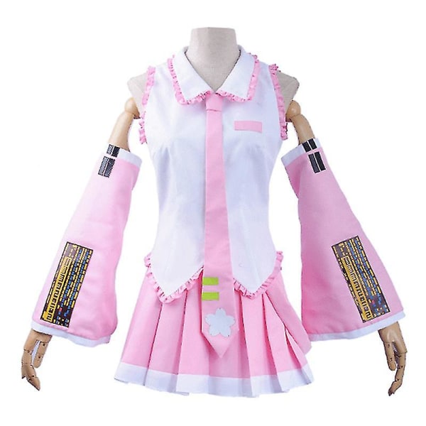 Nyt Trend Miku Cosplay Kostume Med Midikjole og paryk til kvinder/mænd 1 XL