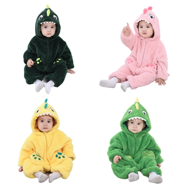 Qile Rabbits nye efterårs- og vinterdyr dobbeltlags stylingtøj til 0-3-årige babyer er sød og behagelig dobbeltsidet fløjlsdragt green 52-59cm