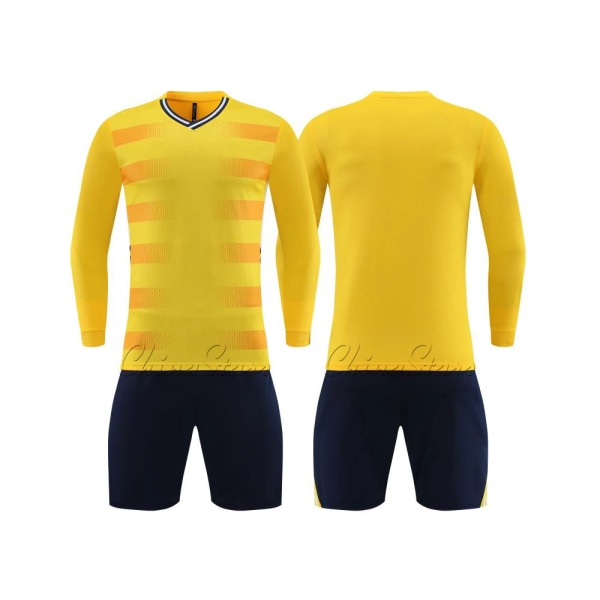 Barn Fotboll Träningsdräkt Herr Full Fotbollströjor Set Ungdomsfotbollströjor Uniformer Spelare träningsoverall Skjorta Sportkläder Kit 9303 Yellow L Height 165-170CM