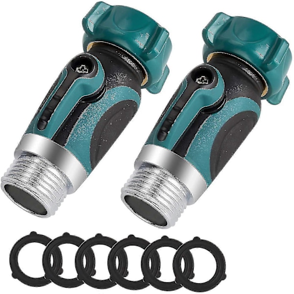 1 Vejs Metal Have Slangeforbindelse Have Slange Vanddeler Lukkeventil Med Nem Drejelig Kontrolventiler Gratis 6 Gummi Slangepakninger Sæt af 2 (shikai)
